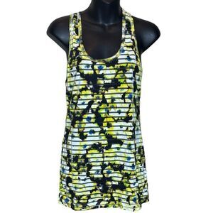 Fuzzi women’s xl tank top mesh semi sheer floral dopamine artsy psychedelic